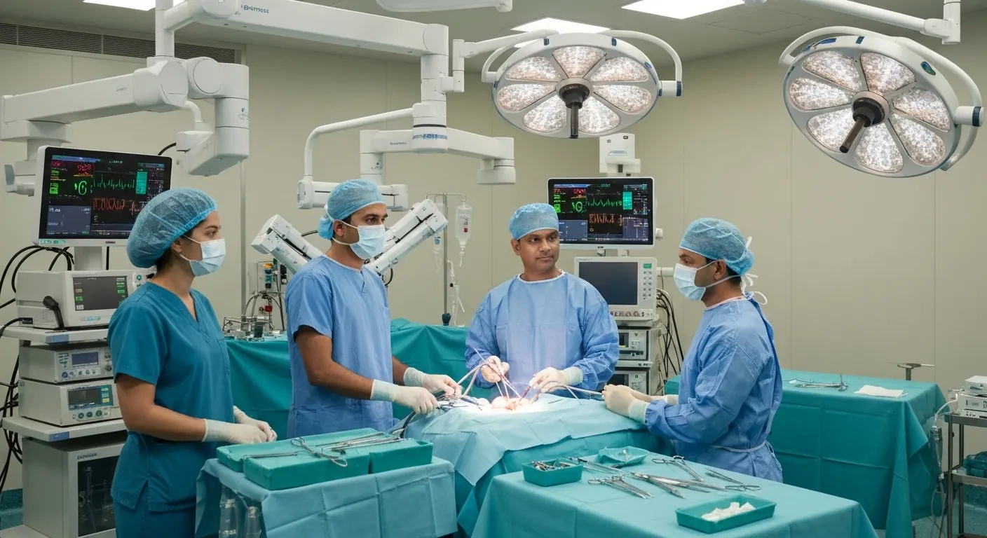 Surgical team in a modern operating theatre