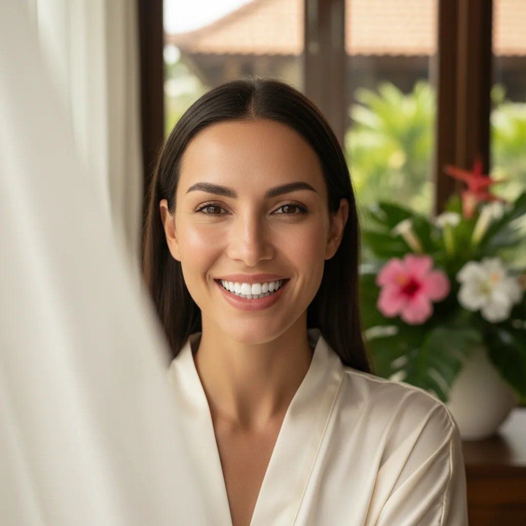 Beautiful smile after dental implants Bali